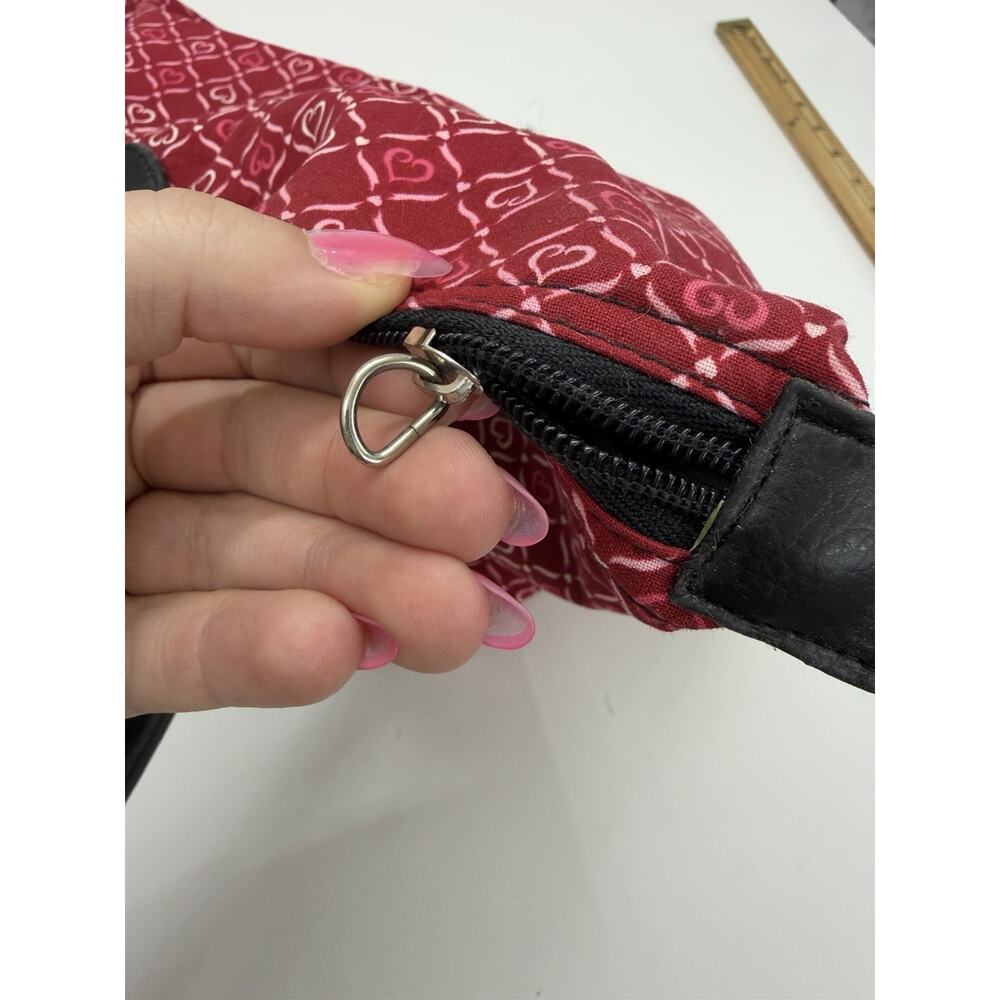 Longaberger Homestead Tote Bag Purse Red Hearts Zip Up Lined - Picture 6 of 15
